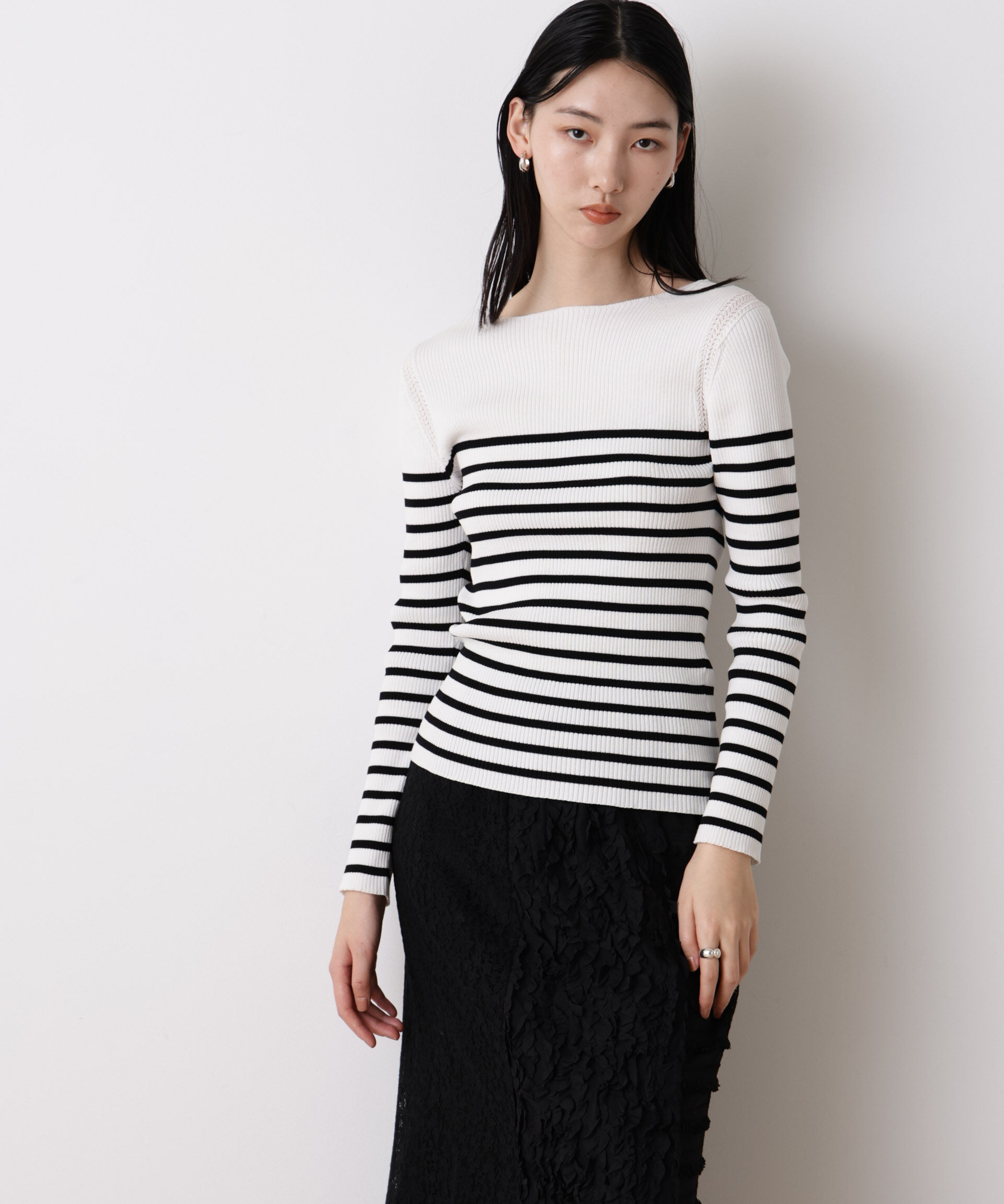 nano･universe「「STEVELOUR」ボーダーフィットニット」|ニット・セーター|パターン1