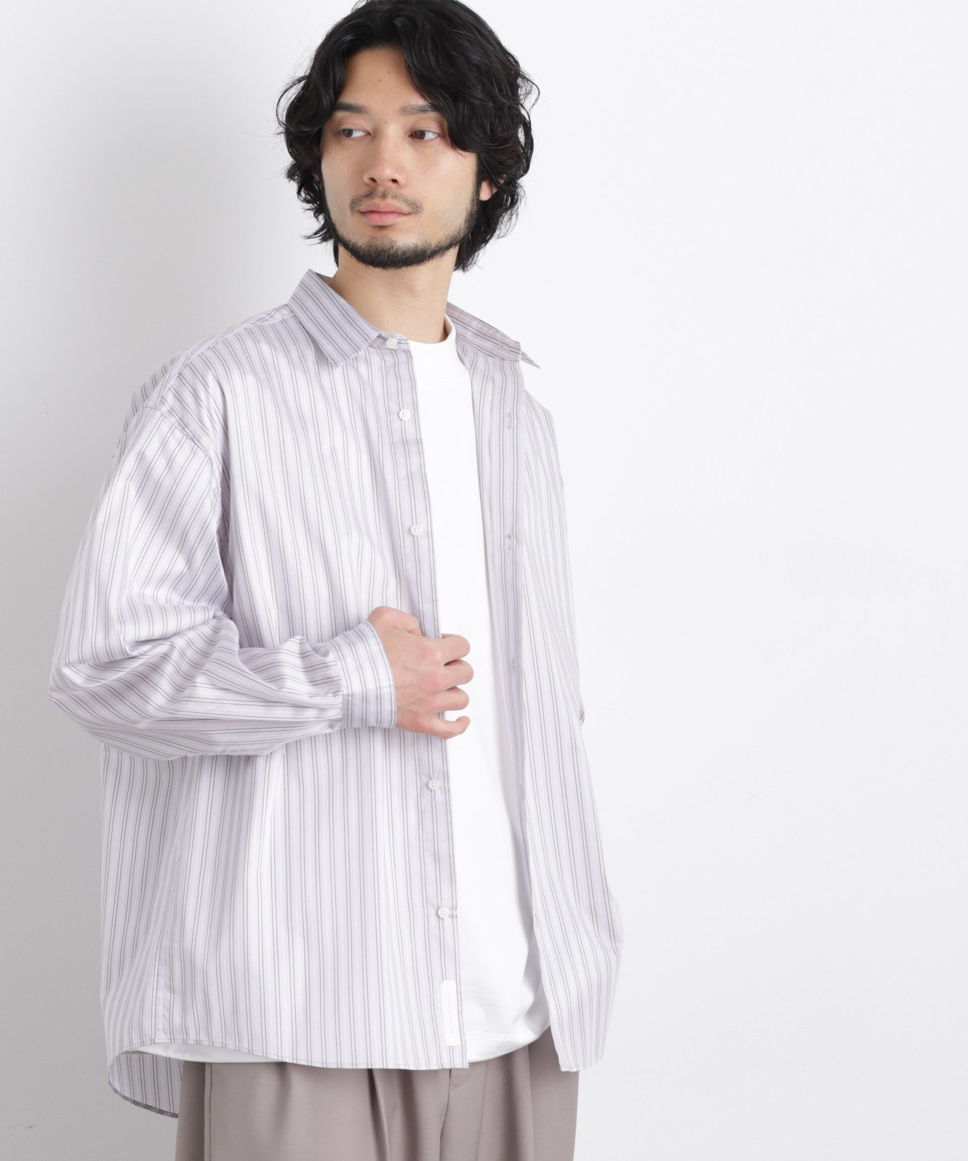 nano･universe「「OtoNANO」大人のワイドシャツレギュラーカラーストライプ長袖」|シャツ・ブラウス|