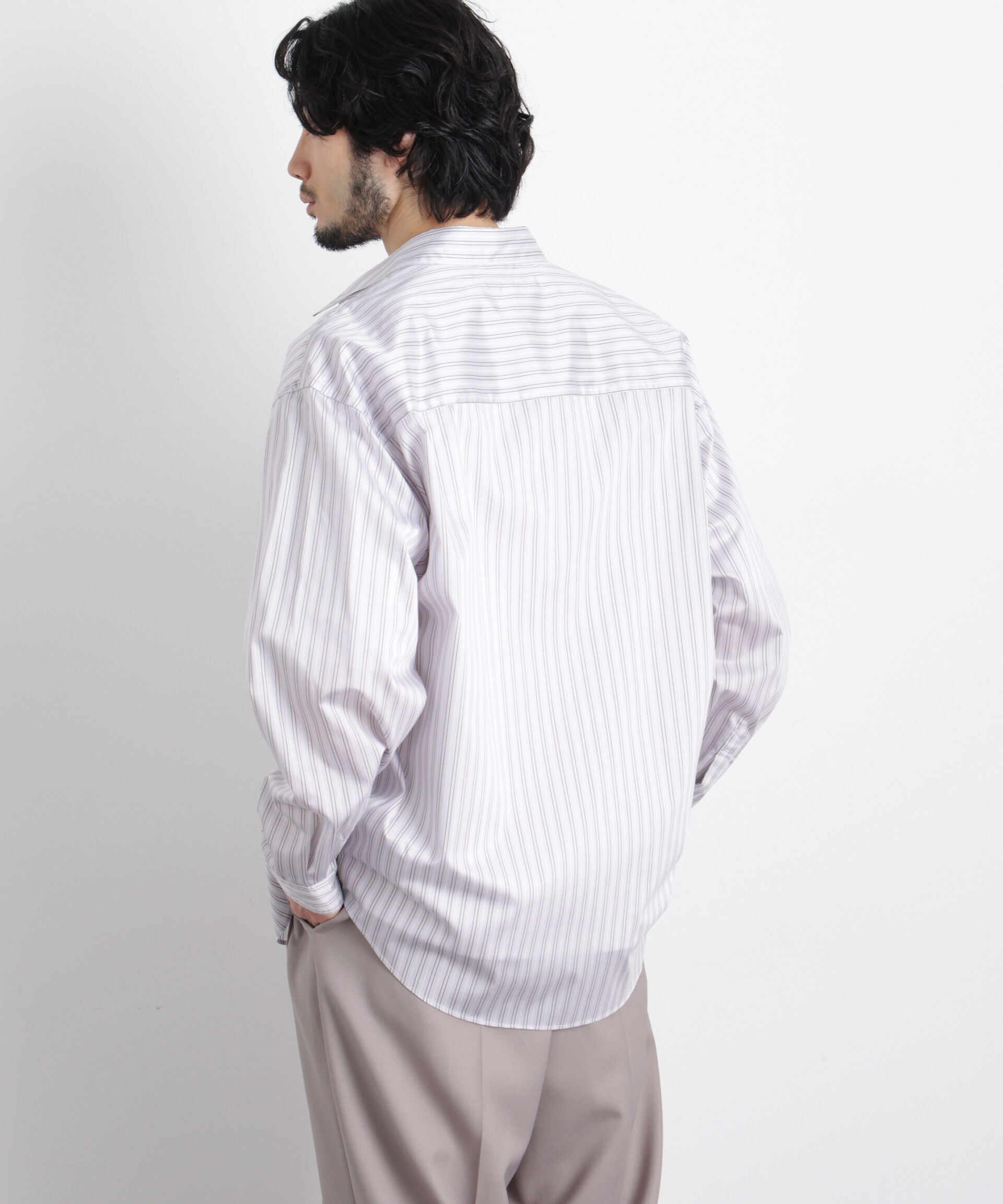 nano･universe「「OtoNANO」大人のワイドシャツレギュラーカラーストライプ長袖」|シャツ・ブラウス|