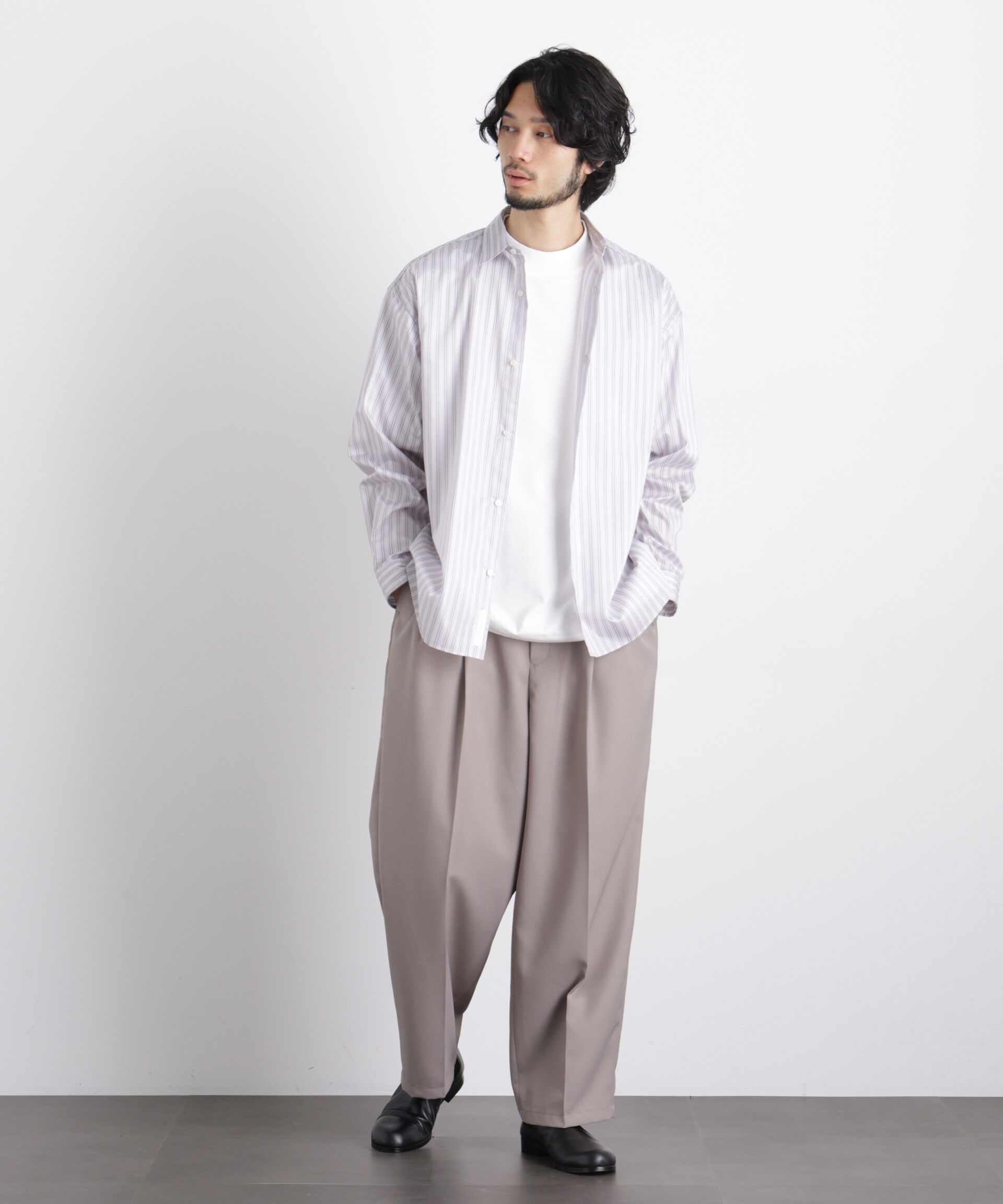 nano･universe「「OtoNANO」大人のワイドシャツレギュラーカラーストライプ長袖」|シャツ・ブラウス|