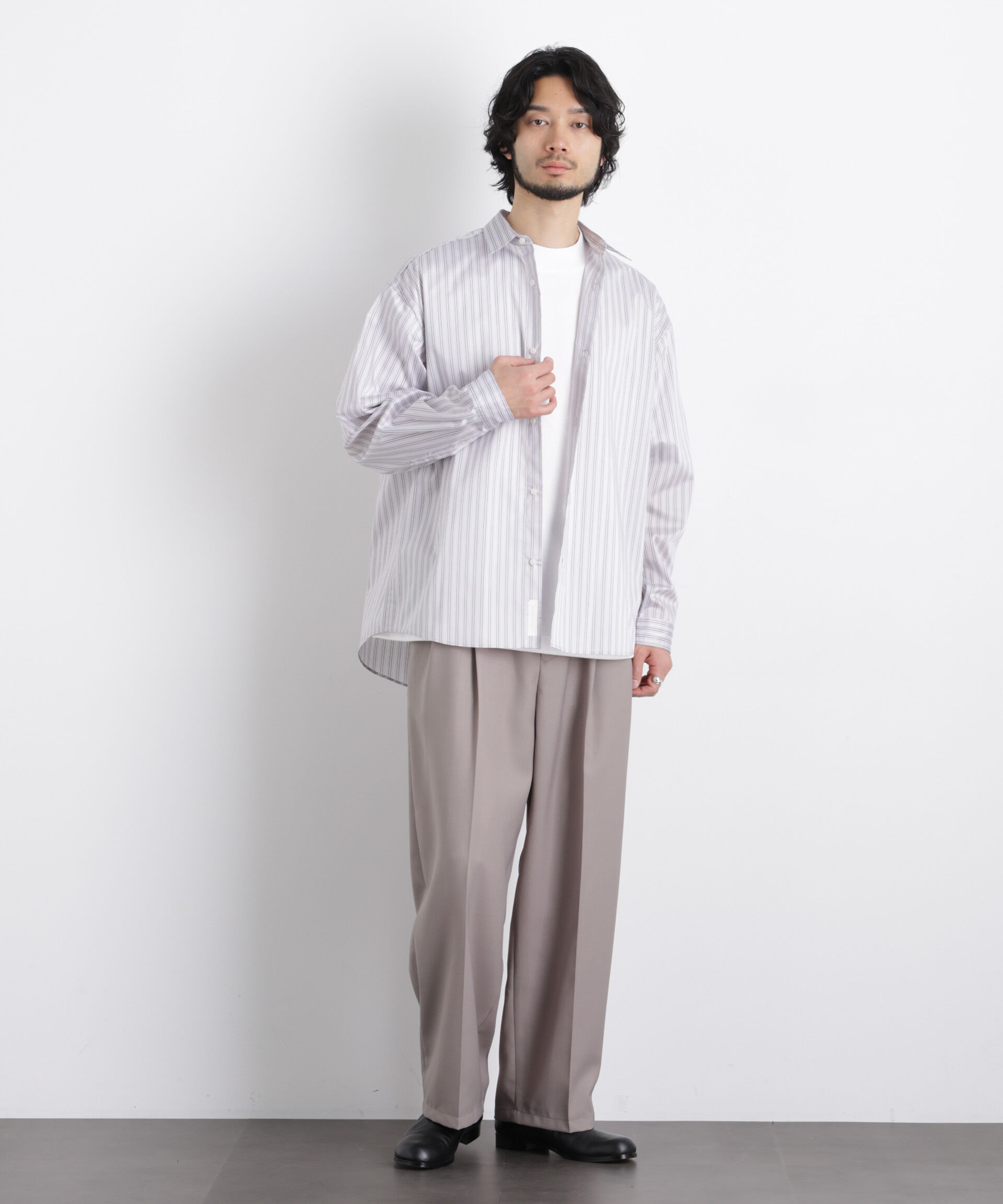 nano･universe「「OtoNANO」大人のワイドシャツレギュラーカラーストライプ長袖」|シャツ・ブラウス|