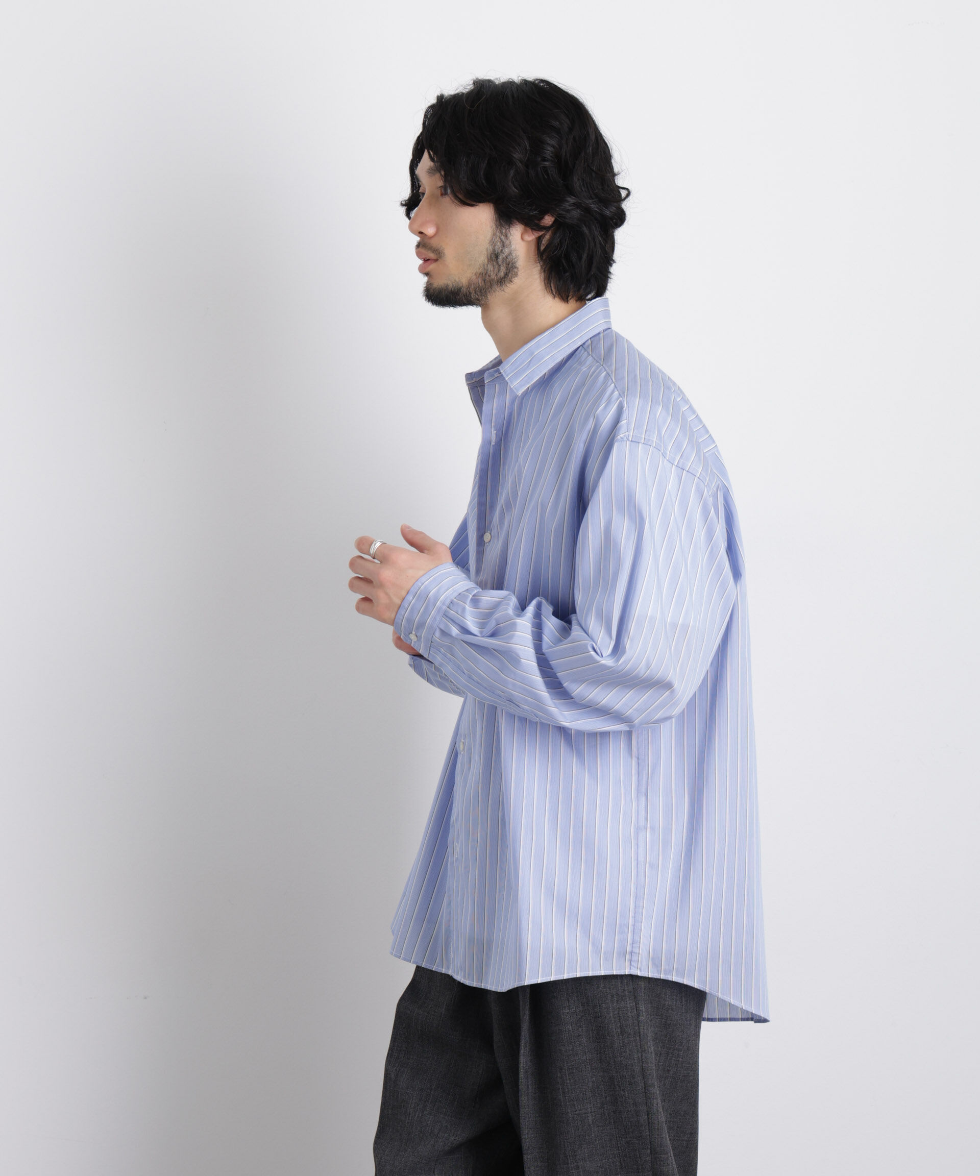 nano･universe「「OtoNANO」大人のワイドシャツレギュラーカラーストライプ長袖」|シャツ・ブラウス|