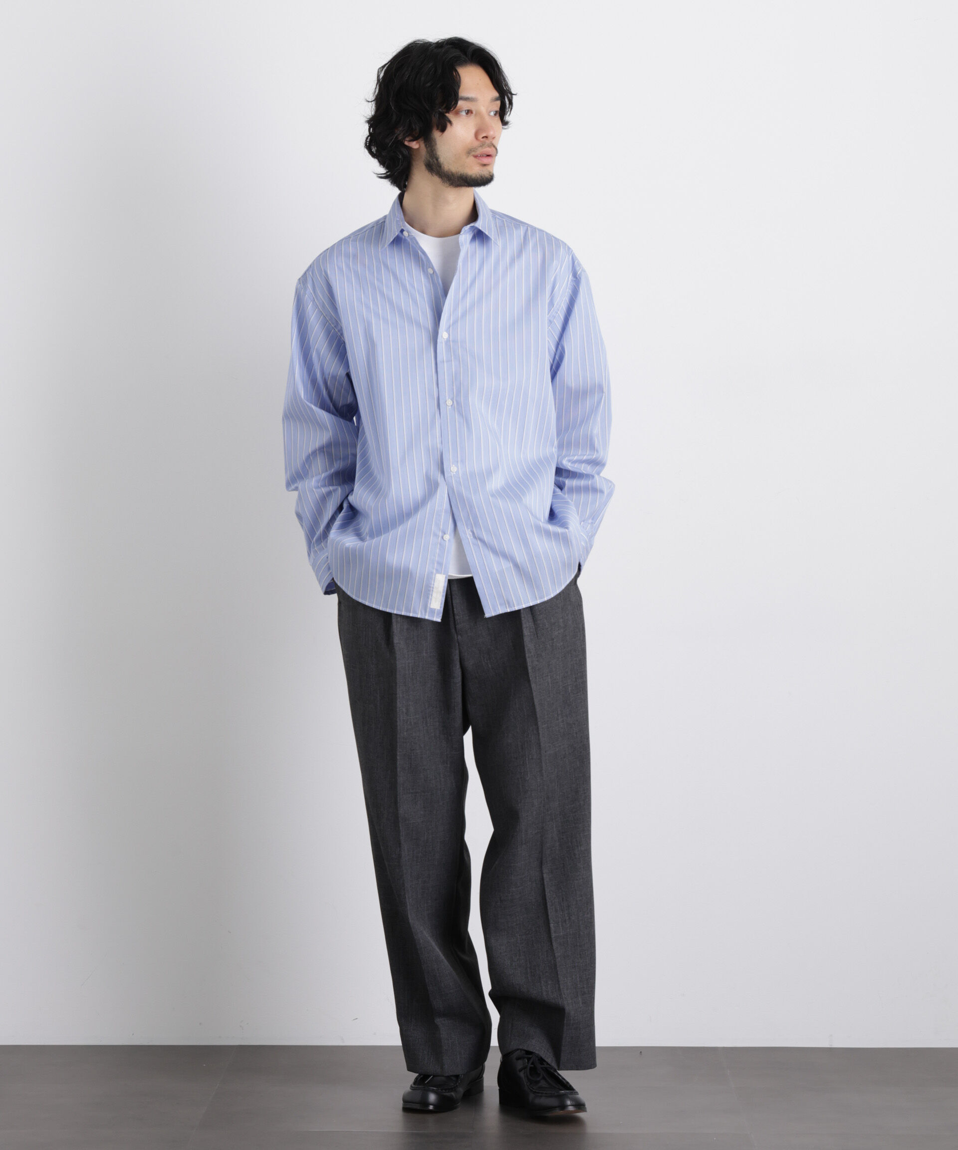 nano･universe「「OtoNANO」大人のワイドシャツレギュラーカラーストライプ長袖」|シャツ・ブラウス|