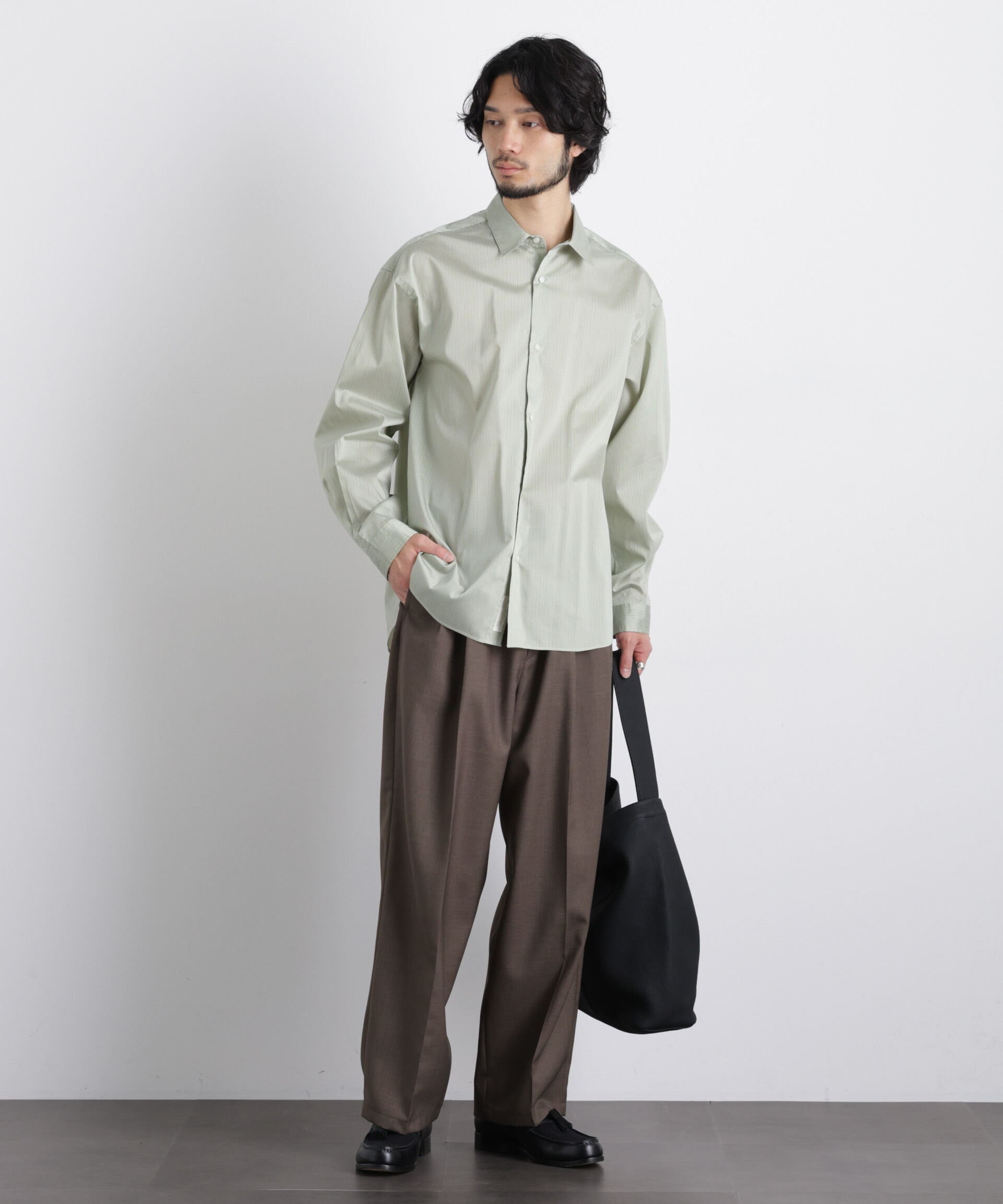 nano･universe「「OtoNANO」大人のワイドシャツレギュラーカラーストライプ長袖」|シャツ・ブラウス|