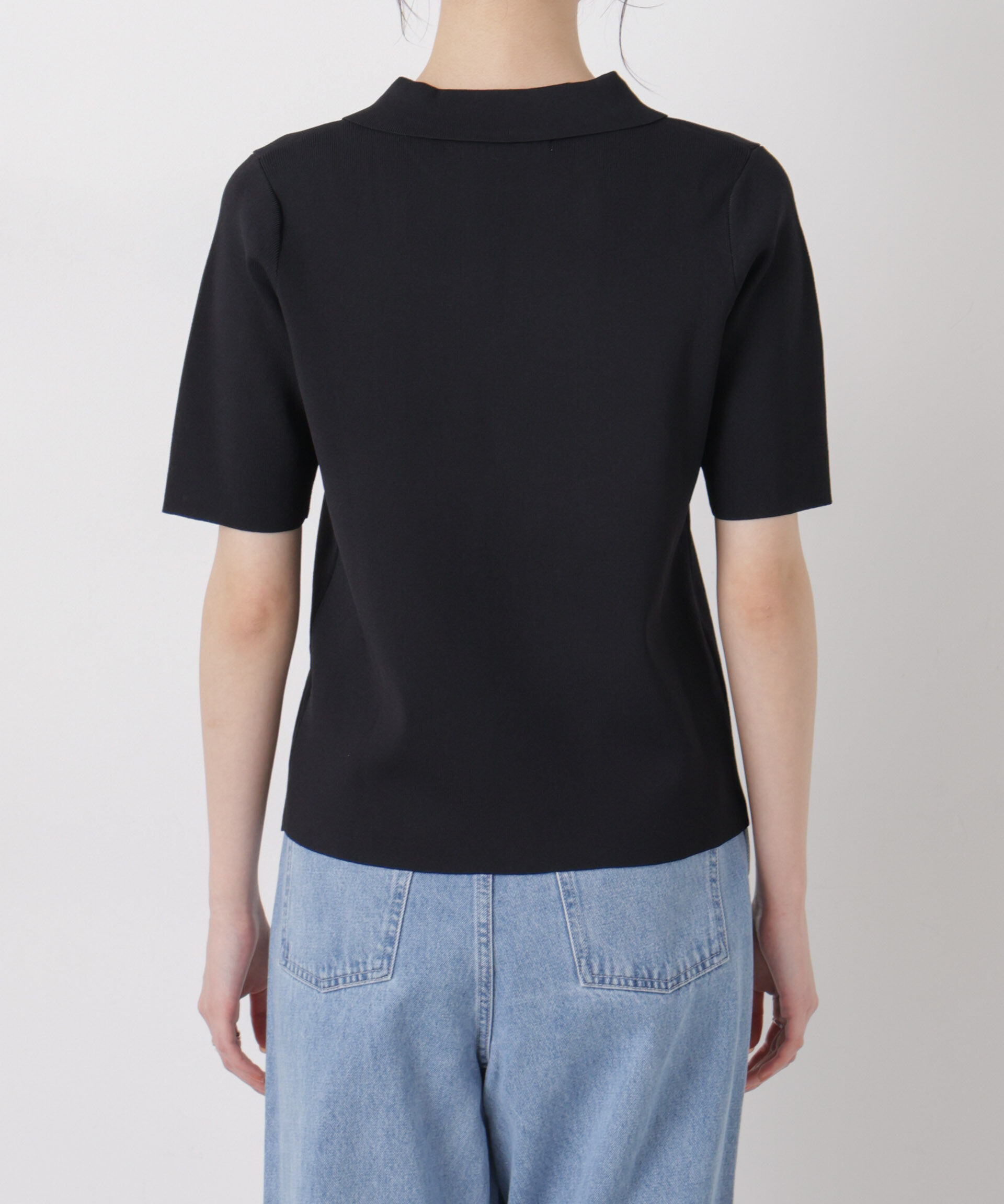 nano･universe「洗濯機洗い可UVカット接触冷感衿付き半袖ポロニット」|ニット・セーター|