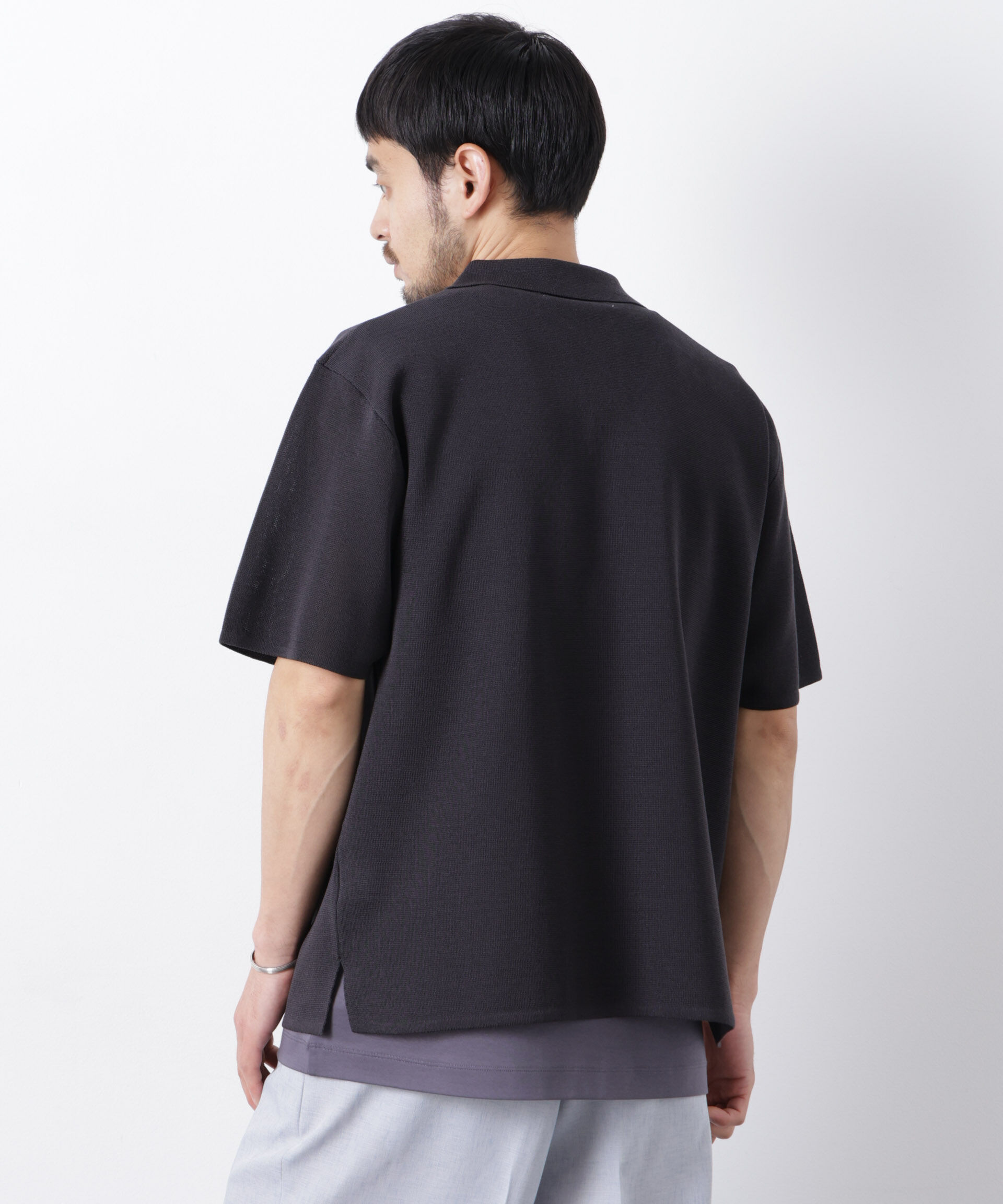 nano･universe「12ゲージドライニットスキッパーポロシャツ」|ニット・セーター|