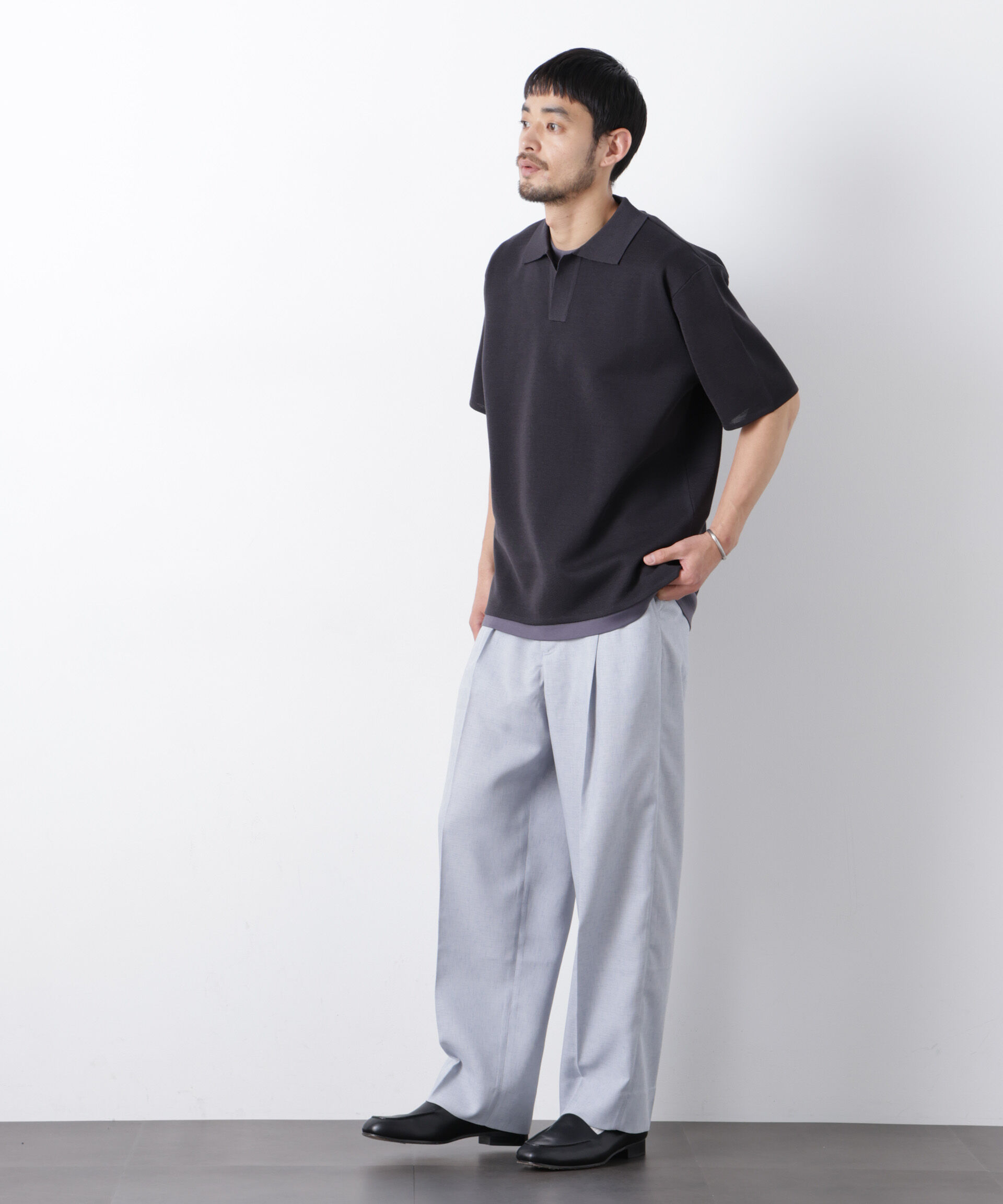 nano･universe「12ゲージドライニットスキッパーポロシャツ」|ニット・セーター|