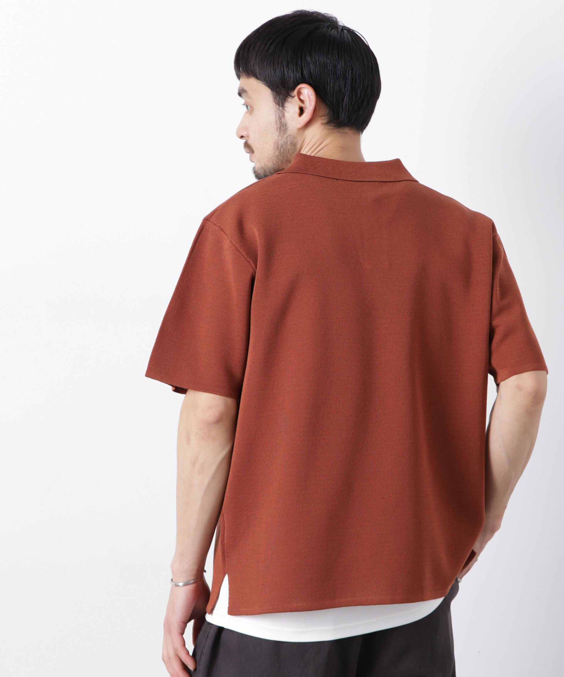 nano･universe「12ゲージドライニットスキッパーポロシャツ」|ニット・セーター|