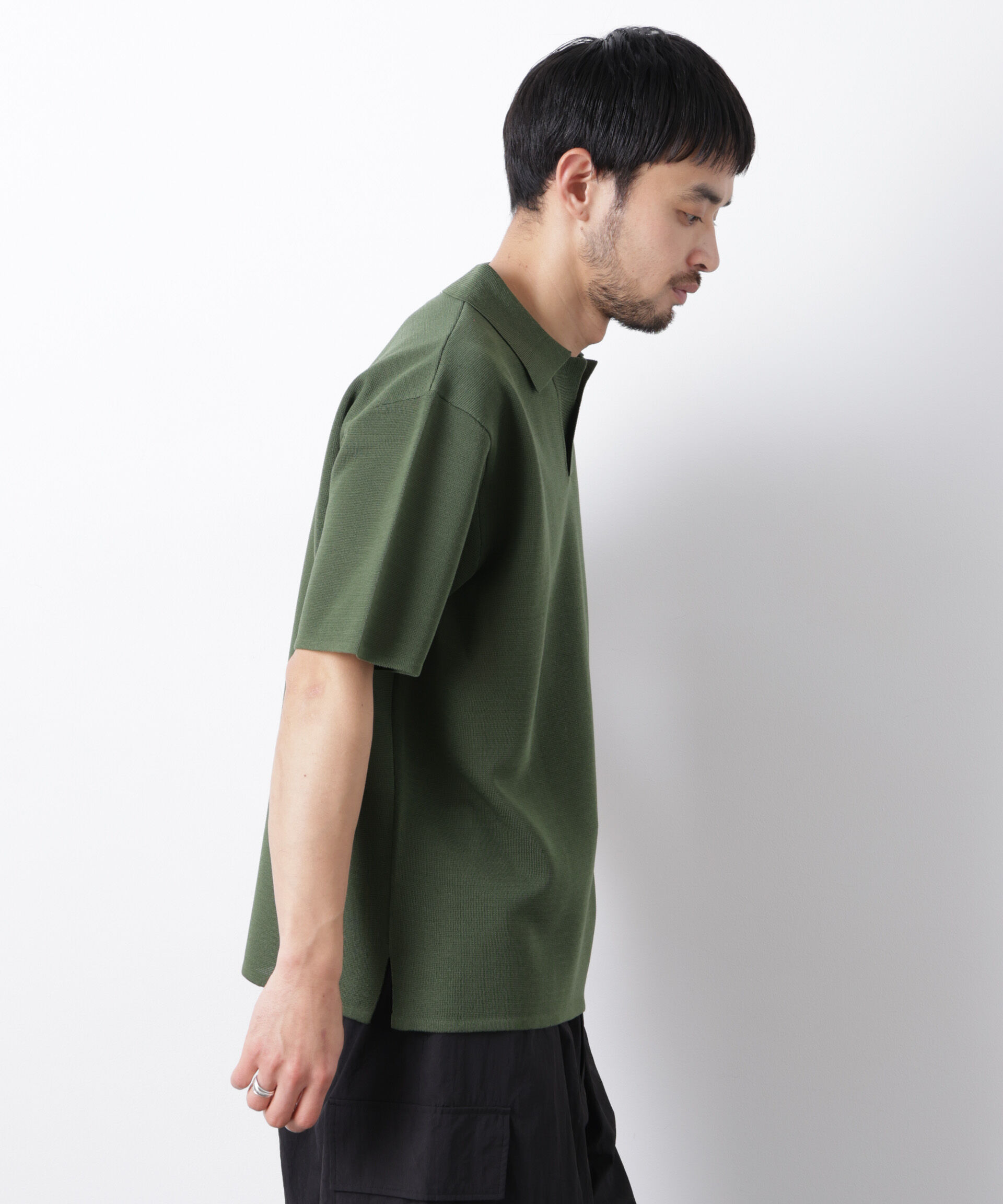 nano･universe「12ゲージドライニットスキッパーポロシャツ」|ニット・セーター|