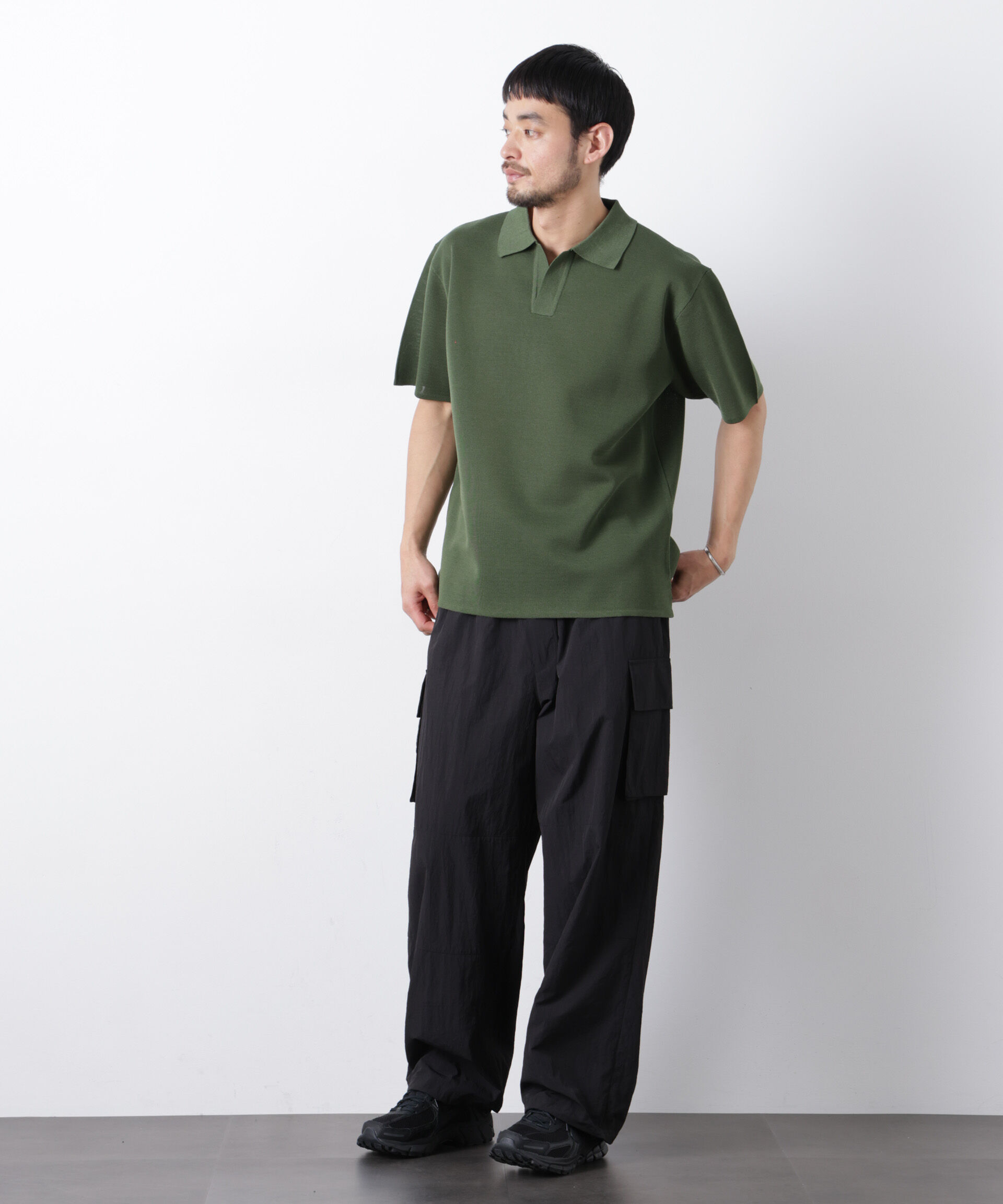 nano･universe「12ゲージドライニットスキッパーポロシャツ」|ニット・セーター|