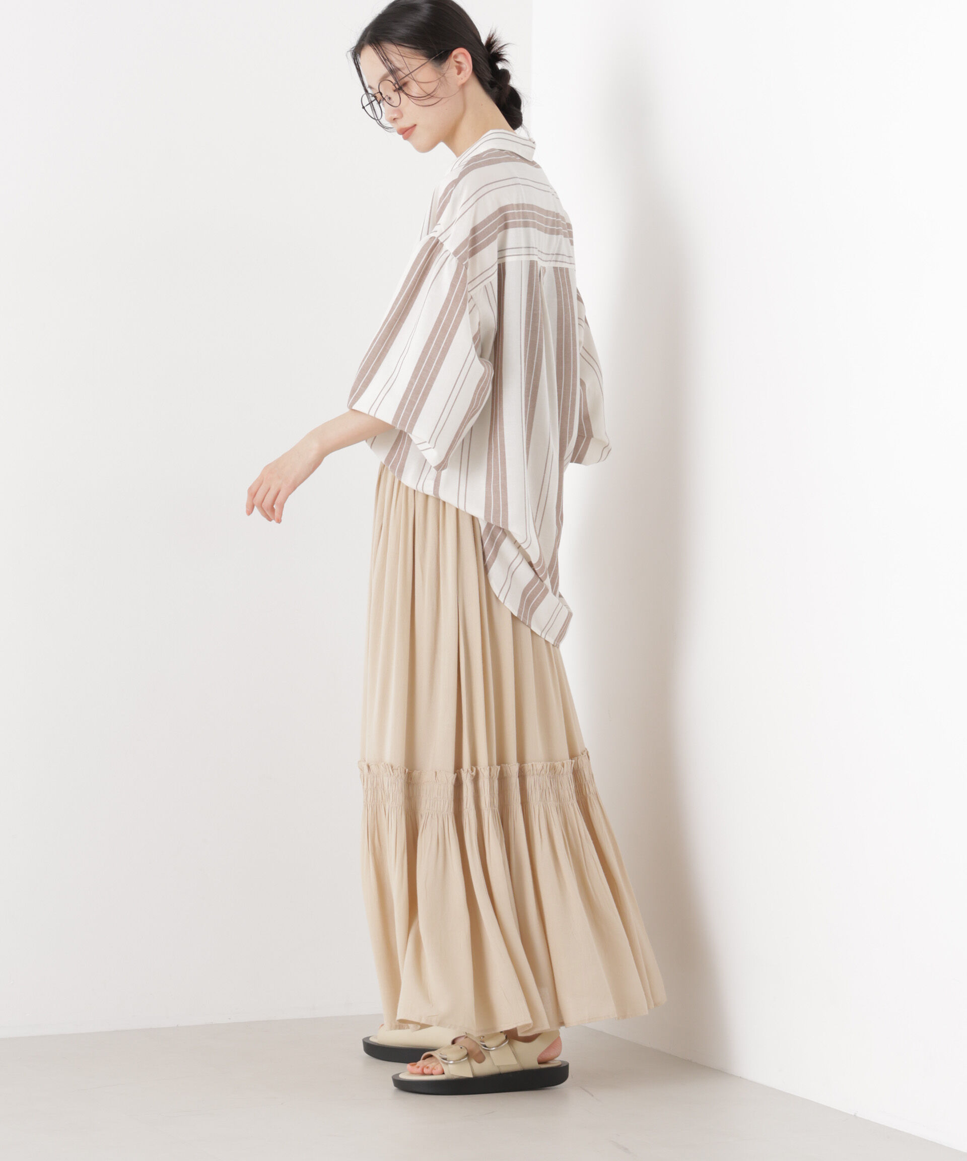 nano･universe「made in INDIA 切り替えギャザースカート(セットアップ可)」|スカート|