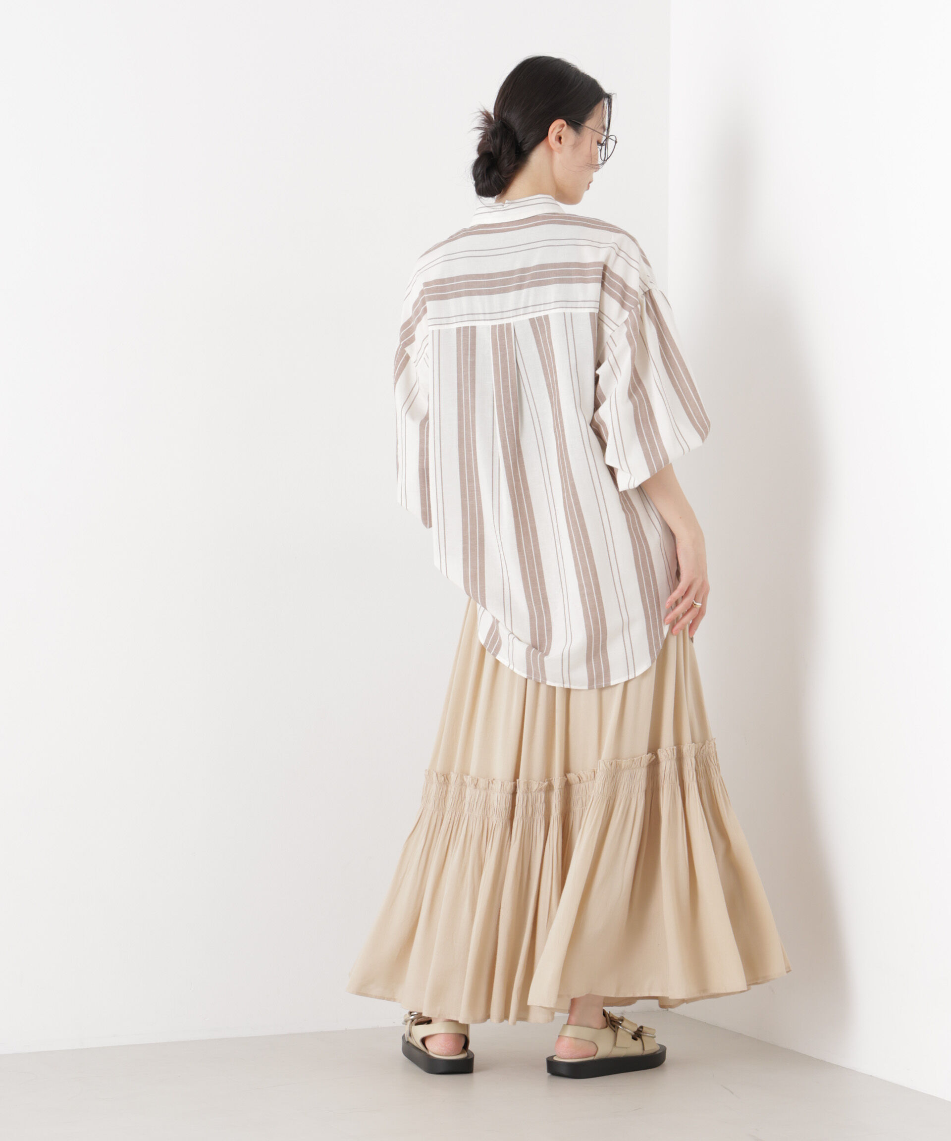 nano･universe「made in INDIA 切り替えギャザースカート(セットアップ可)」|スカート|