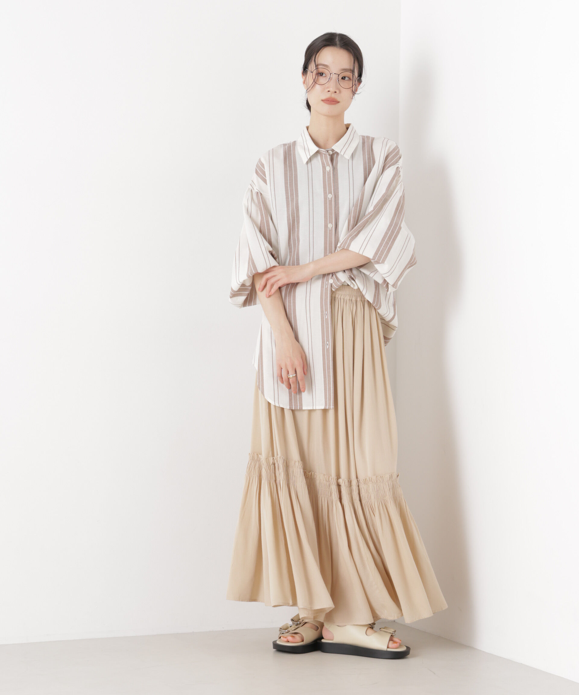 nano･universe「made in INDIA 切り替えギャザースカート(セットアップ可)」|スカート|