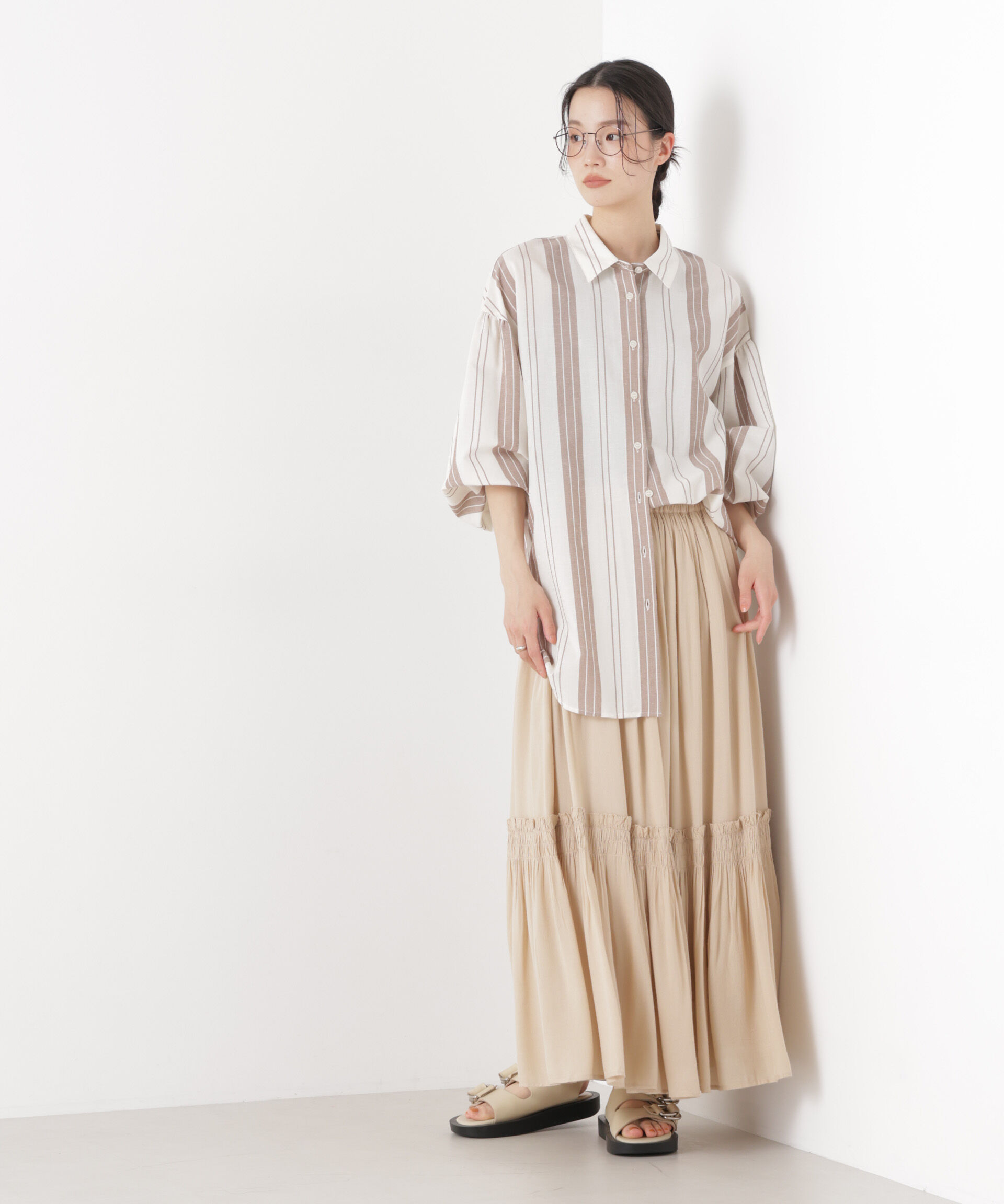 nano･universe「made in INDIA 切り替えギャザースカート(セットアップ可)」|スカート|