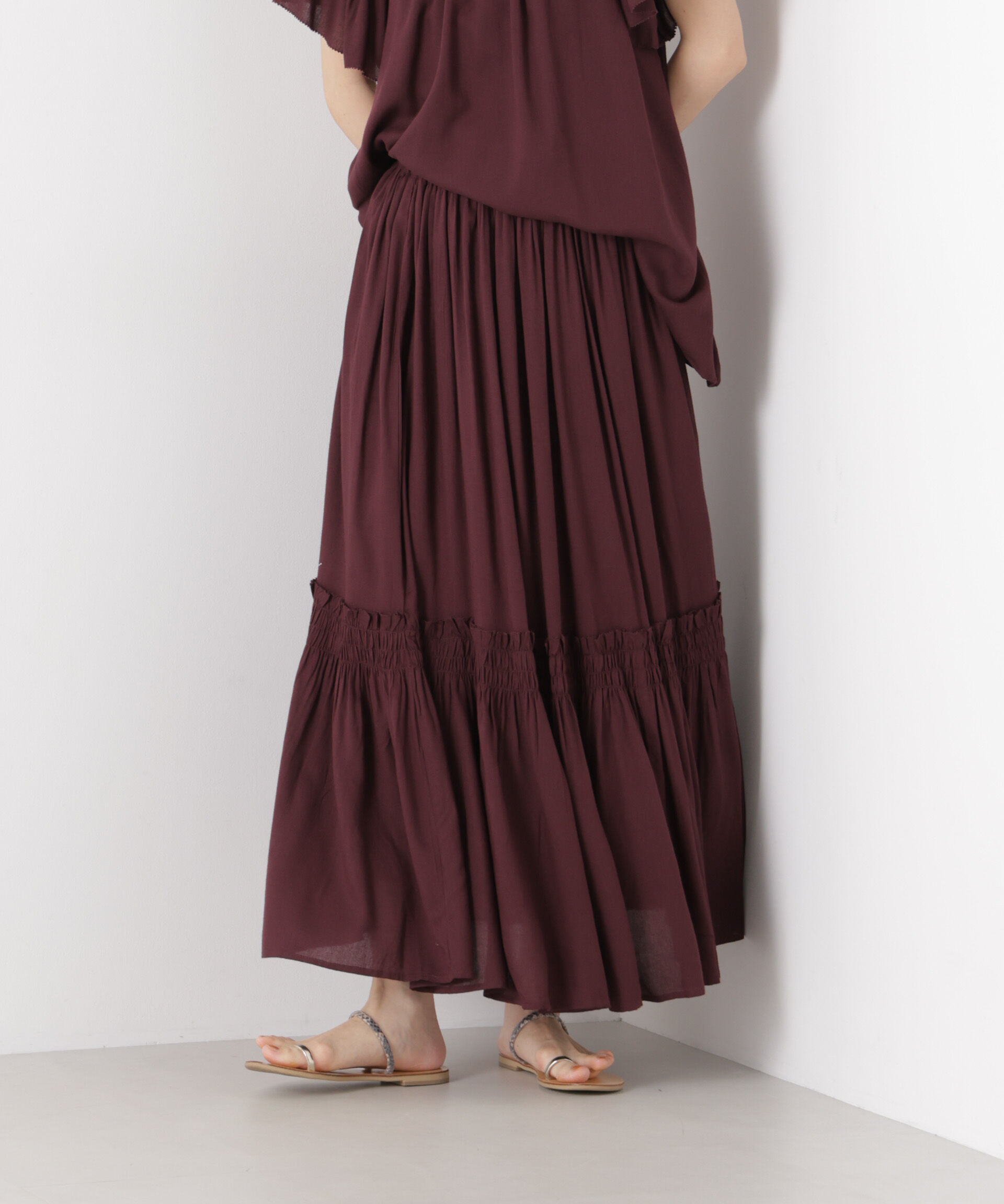 nano･universe「made in INDIA 切り替えギャザースカート(セットアップ可)」|スカート|