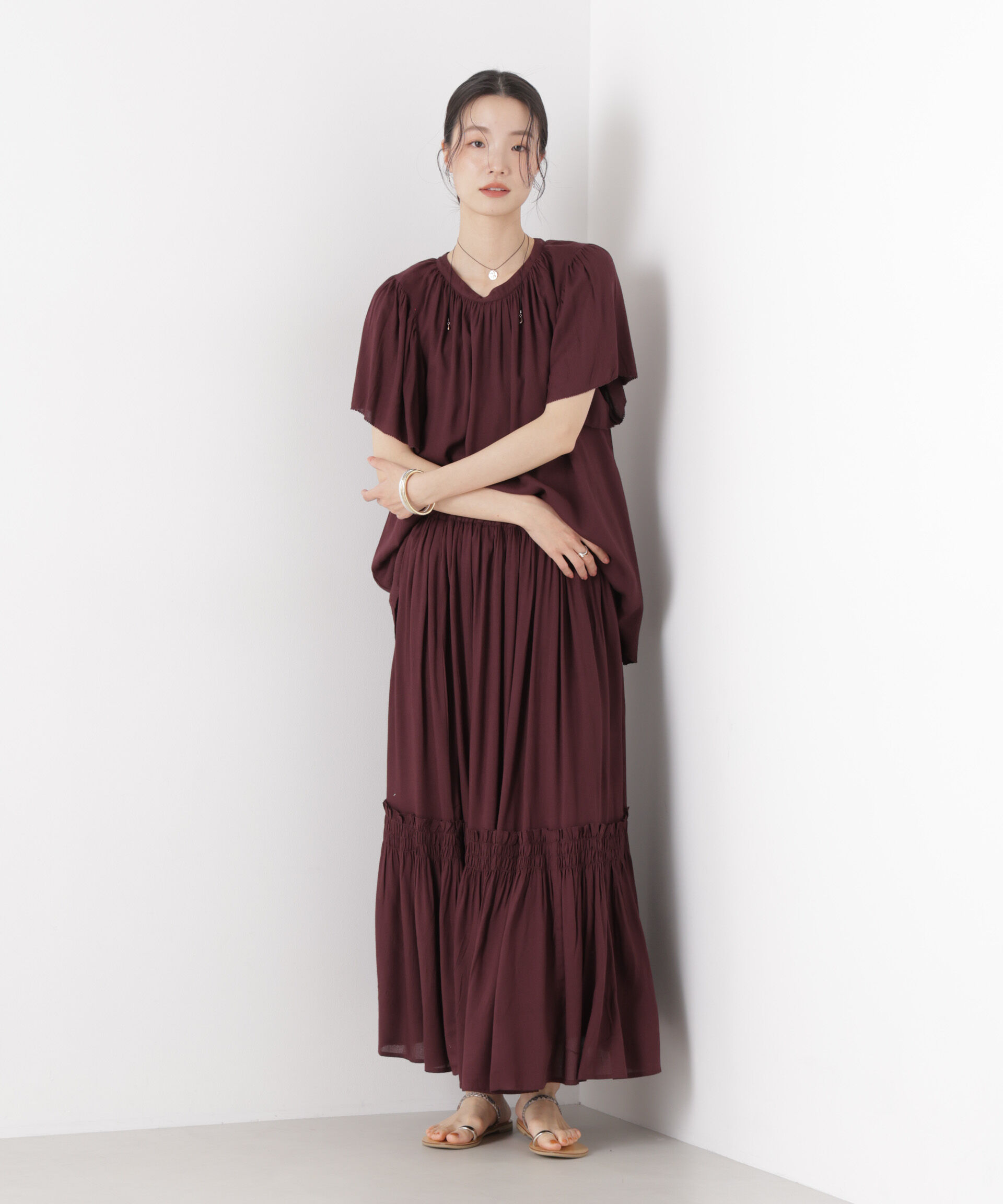 nano･universe「made in INDIA 切り替えギャザースカート(セットアップ可)」|スカート|