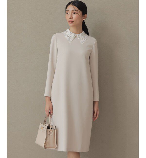 組曲「【KUMIKYOKU NAVY】コンフォータブルドレープ レース襟ワンピース」|ワンピース|ｻﾝﾄﾞﾍﾞ