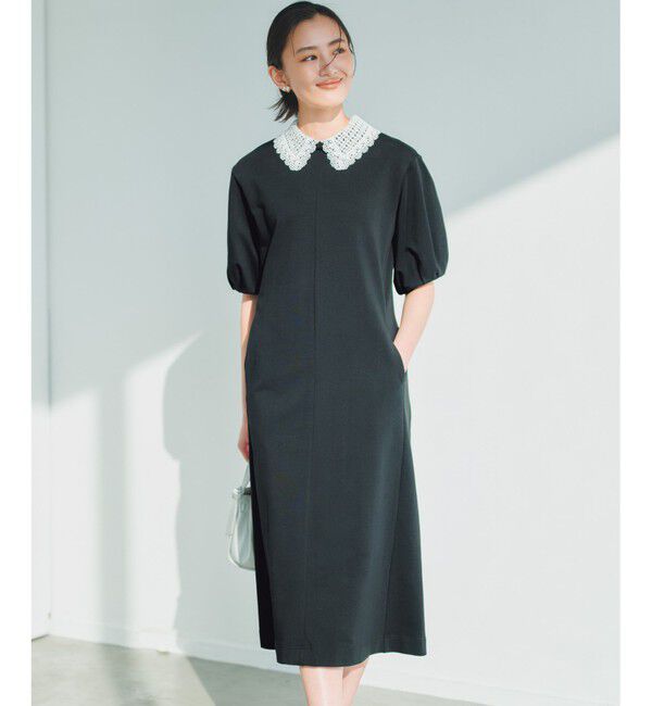 組曲「【2WAY】レース襟フレンチテリー ワンピース」|ワンピース|ブラック系