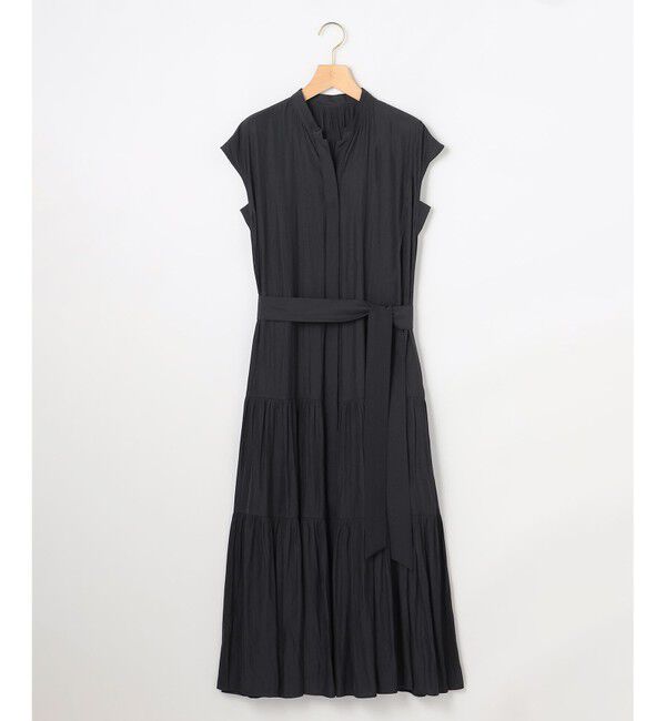 組曲「【WEB限定】ギャザーライトデシン ティアードワンピース」|ワンピース|ネイビー系