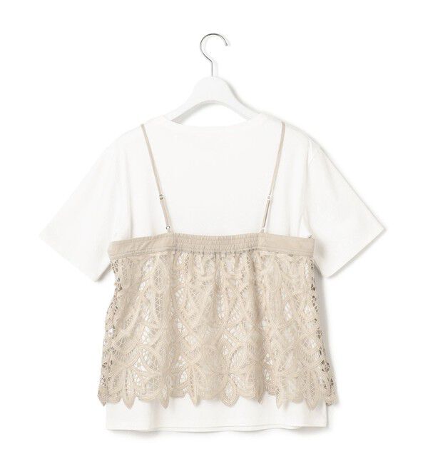 23区「【好評につき新色追加/汗じみ防止】エンブロイダリージャージー レースキャミソール付き カットソー」|Tシャツ・カットソー|