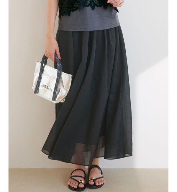 23区「【洗える】シアービエラ ギャザー スカート」|スカート|ブラック系