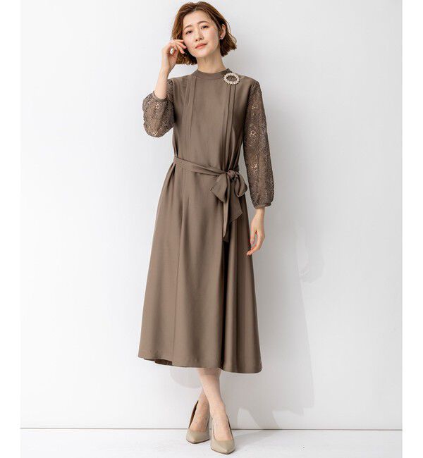 23区「【APPLAUDIR】ノーブルサテン リボンブーケレースコンビ ドレス」|ドレス|