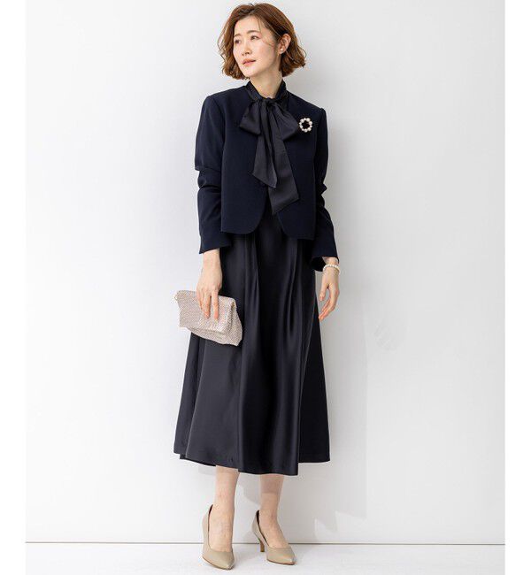 23区「【APPLAUDIR】ノーブルサテン リボンブーケレースコンビ ドレス」|ドレス|