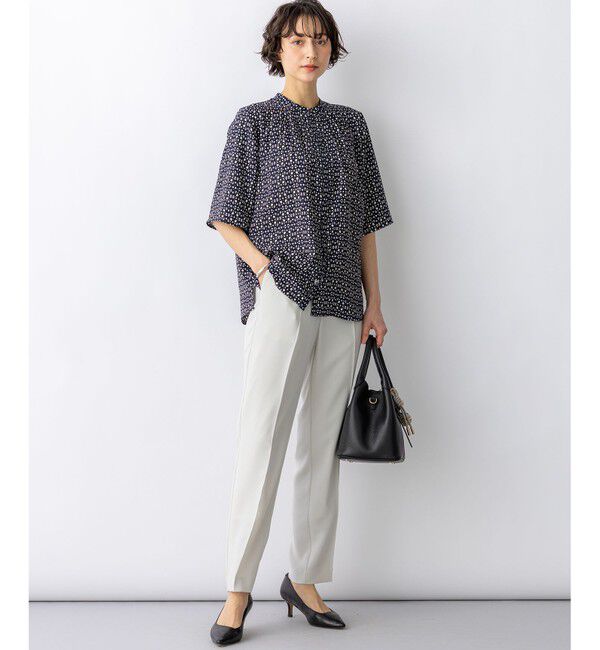 23区「カレイドスコーププリント バンドカラー ブラウス」|シャツ・ブラウス|