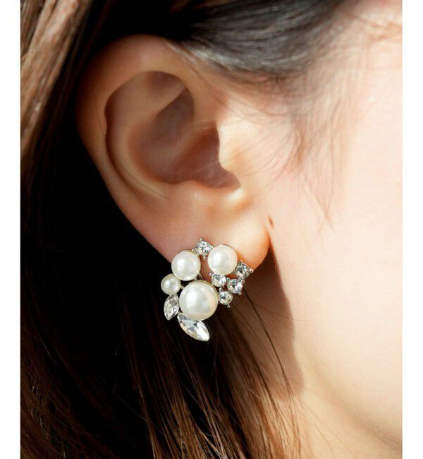 ANY SIS「パール調ジュエル イヤリング」|イヤリング|シルバー