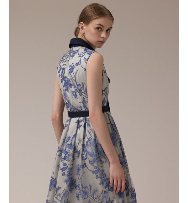 GRACE CONTINENTAL「フラワー刺繍ボウタイドレス」|ドレス|