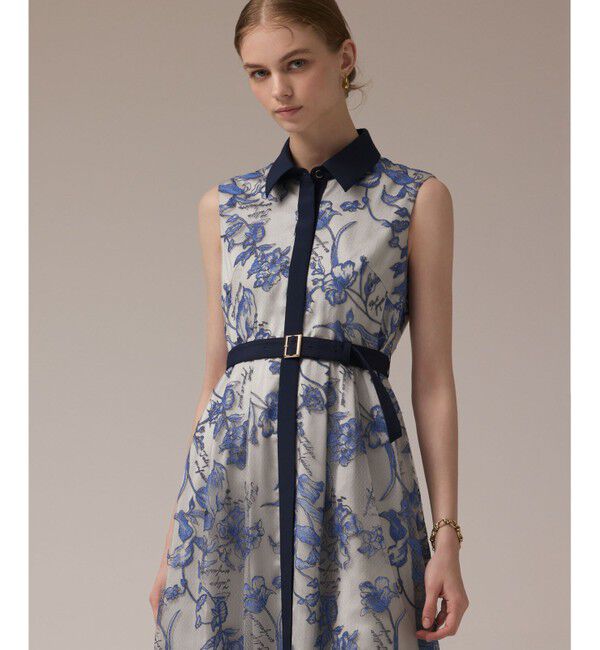 GRACE CONTINENTAL「フラワー刺繍ボウタイドレス」|ドレス|