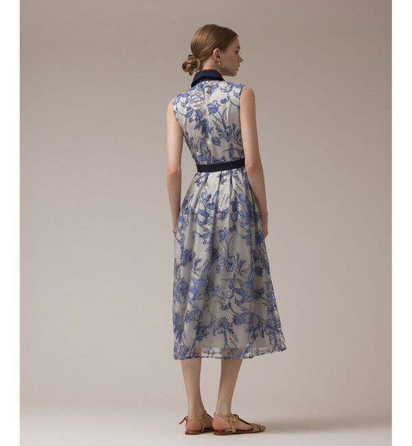 GRACE CONTINENTAL「フラワー刺繍ボウタイドレス」|ドレス|