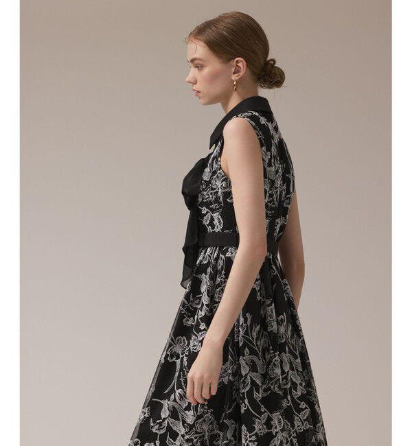 GRACE CONTINENTAL「フラワー刺繍ボウタイドレス」|ドレス|