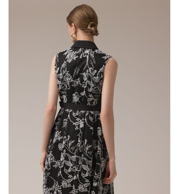 GRACE CONTINENTAL「フラワー刺繍ボウタイドレス」|ドレス|