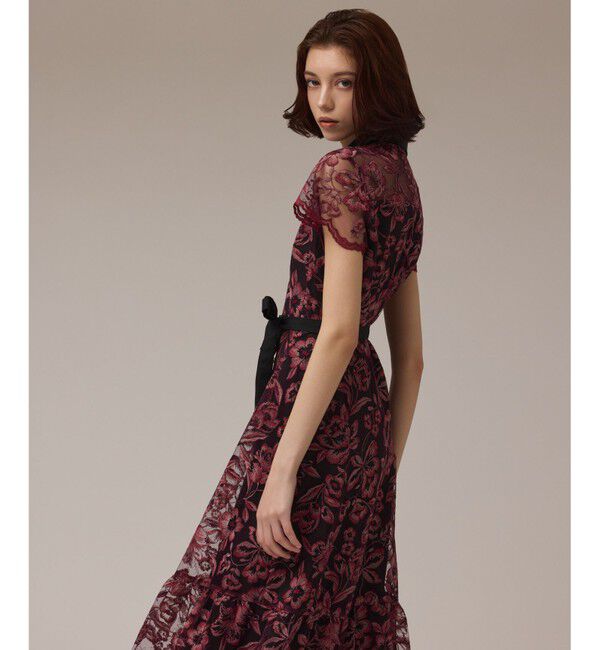 GRACE CONTINENTAL「チュールフラワー刺繍ワンピース」|ドレス|