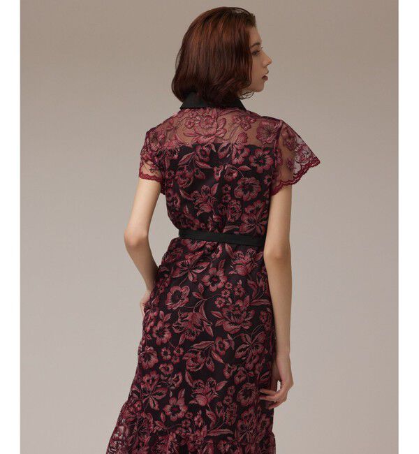 GRACE CONTINENTAL「チュールフラワー刺繍ワンピース」|ドレス|