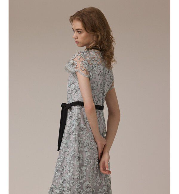 GRACE CONTINENTAL「チュールフラワー刺繍ワンピース」|ドレス|