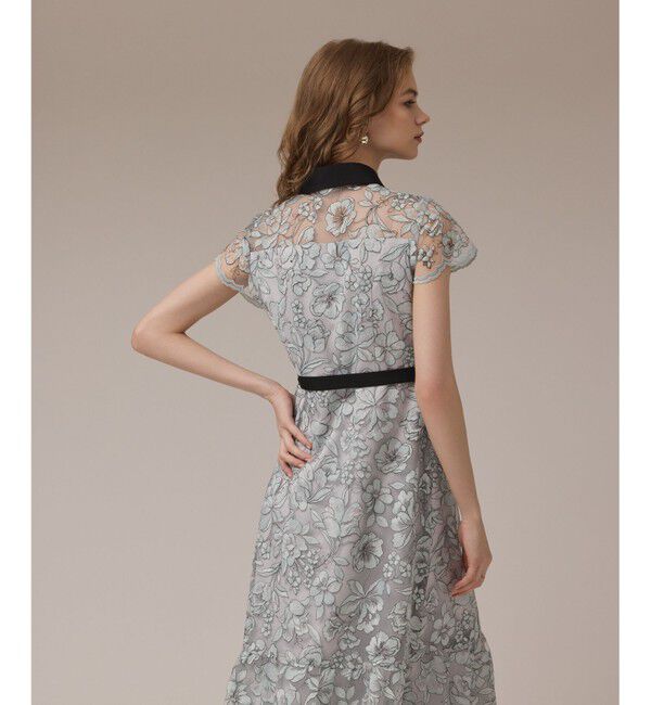 GRACE CONTINENTAL「チュールフラワー刺繍ワンピース」|ドレス|