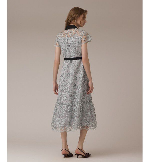 GRACE CONTINENTAL「チュールフラワー刺繍ワンピース」|ドレス|