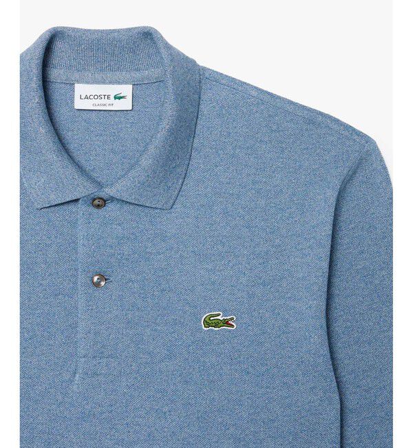 LACOSTE「長袖 リブ メランジカラ-ポロシャツ L1313 （杢・長袖)」|ポロシャツ|