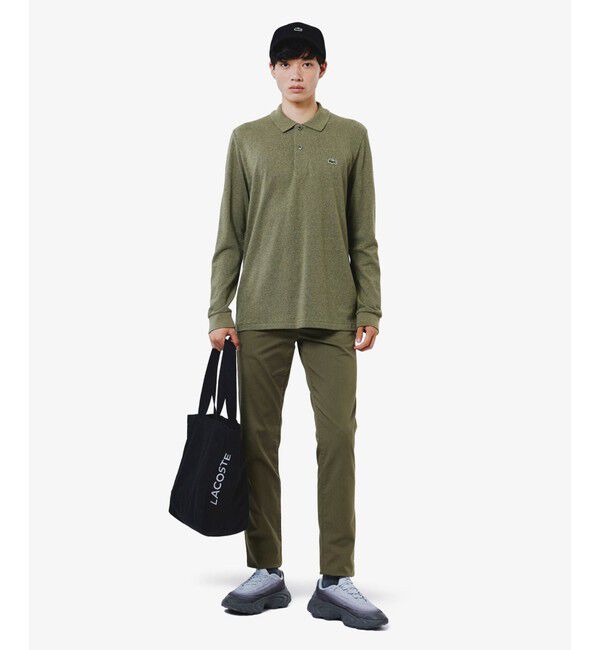 LACOSTE「長袖 リブ メランジカラ-ポロシャツ L1313 （杢・長袖)」|ポロシャツ|