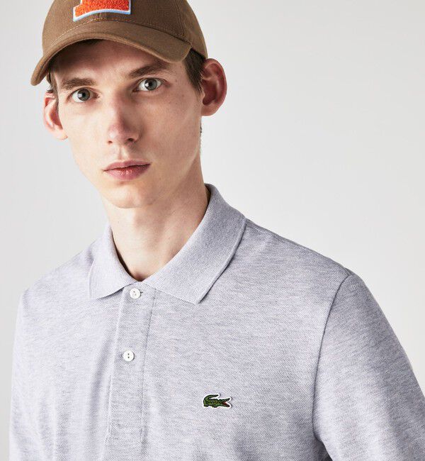 LACOSTE「長袖 リブ メランジカラ-ポロシャツ L1313 （杢・長袖)」|ポロシャツ|ストーン