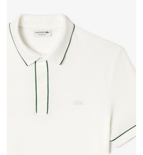 LACOSTE「オーガニックコットン ストレッチ鹿の子 配色パイピング比翼ポロシャツ」|ポロシャツ|