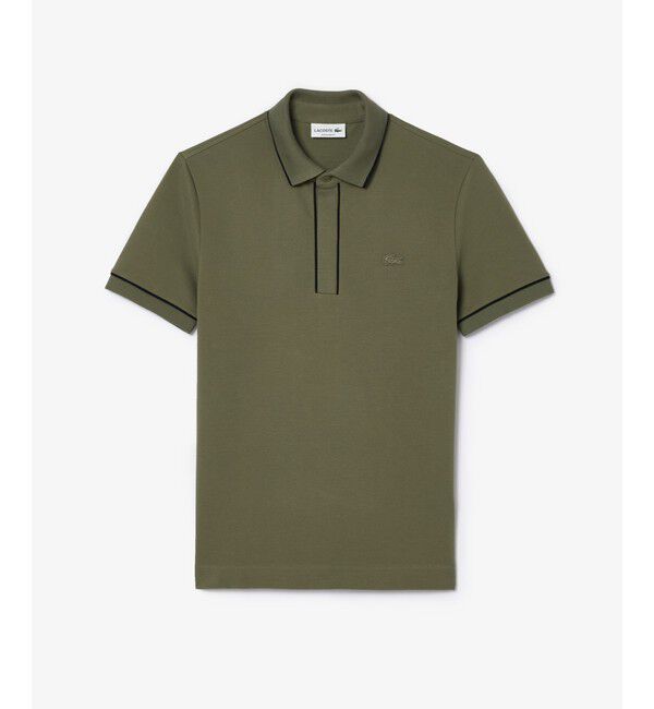 LACOSTE「オーガニックコットン ストレッチ鹿の子 配色パイピング比翼ポロシャツ」|ポロシャツ|