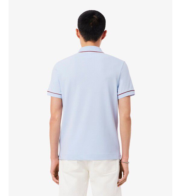 LACOSTE「オーガニックコットン ストレッチ鹿の子 配色パイピング比翼ポロシャツ」|ポロシャツ|