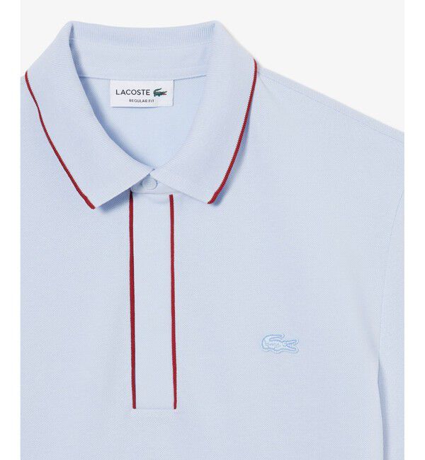 LACOSTE「オーガニックコットン ストレッチ鹿の子 配色パイピング比翼ポロシャツ」|ポロシャツ|