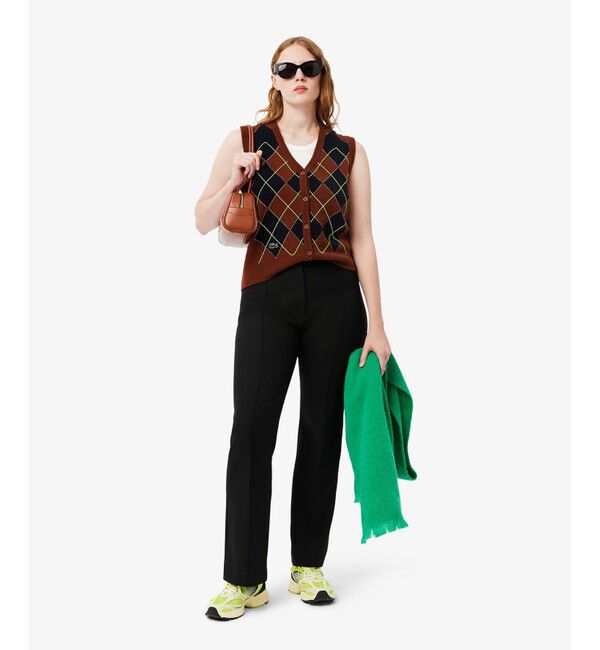 LACOSTE「アーガイル柄 ジャガード織り ニットベスト / ウールベスト」|カーディガン|