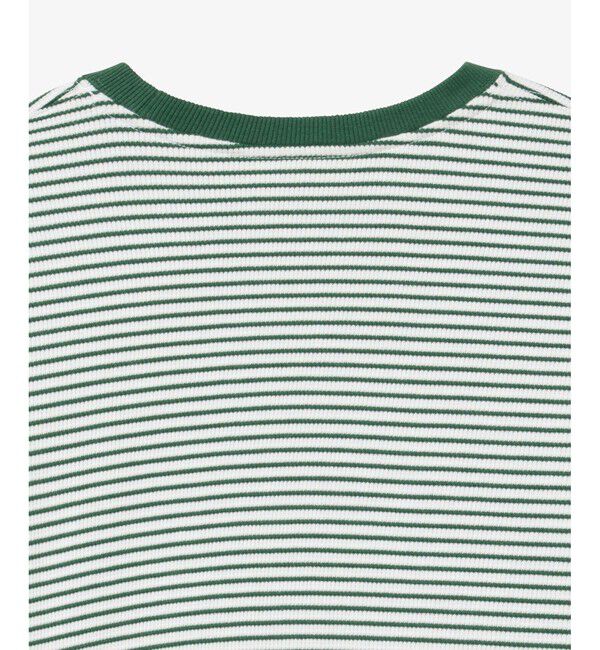 LACOSTE「ラウンドヘム 配色リブカラー ワッフルボーダーロングスリーブTシャツ」|Tシャツ・カットソー|