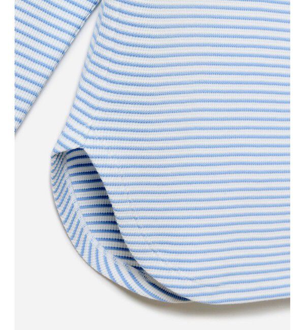 LACOSTE「ラウンドヘム 配色リブカラー ワッフルボーダーロングスリーブTシャツ」|Tシャツ・カットソー|