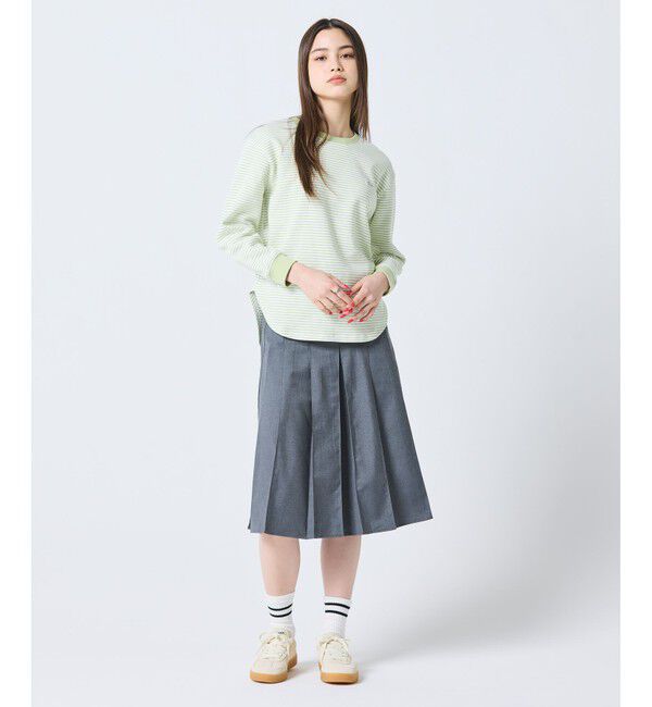 LACOSTE「ラウンドヘム 配色リブカラー ワッフルボーダーロングスリーブTシャツ」|Tシャツ・カットソー|